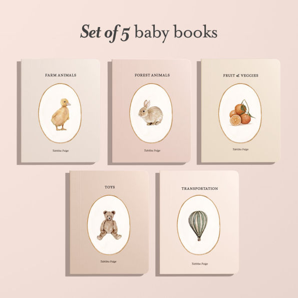 Our Little Library: A Foundational Language Vocabulary Board Book Set for Babies, Including Farm & Forest Animals, Fruits & Veggies, Toys & More