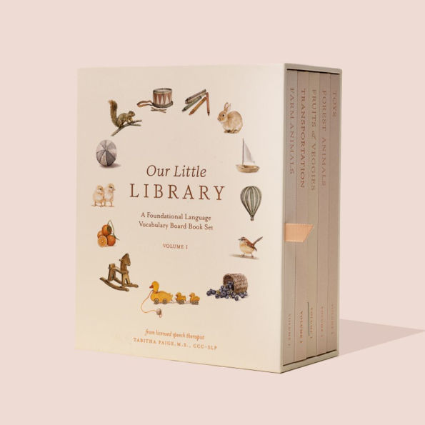 Our Little Library: A Foundational Language Vocabulary Board Book Set for Babies, Including Farm & Forest Animals, Fruits & Veggies, Toys & More