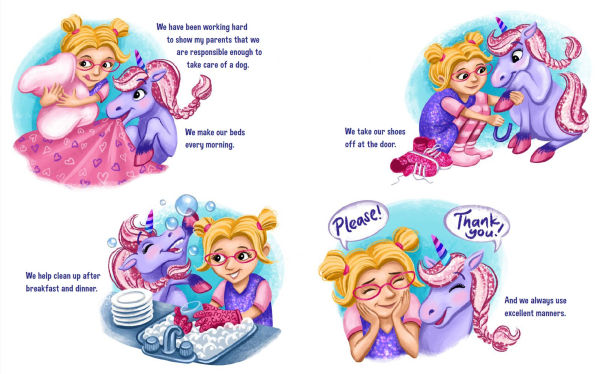 Lucy and Her Unicorn Get a Sparkle Puppy