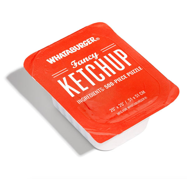 Whataburger Fancy Ketchup Puzzle: 500-Piece Puzzle in a Large Collectible Whataburger Dipping Sauce Container