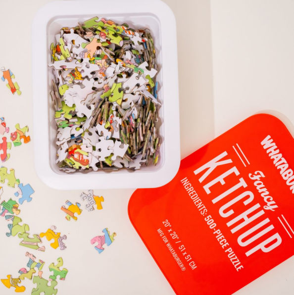 Whataburger Fancy Ketchup Puzzle: 500-Piece Puzzle in a Large Collectible Whataburger Dipping Sauce Container