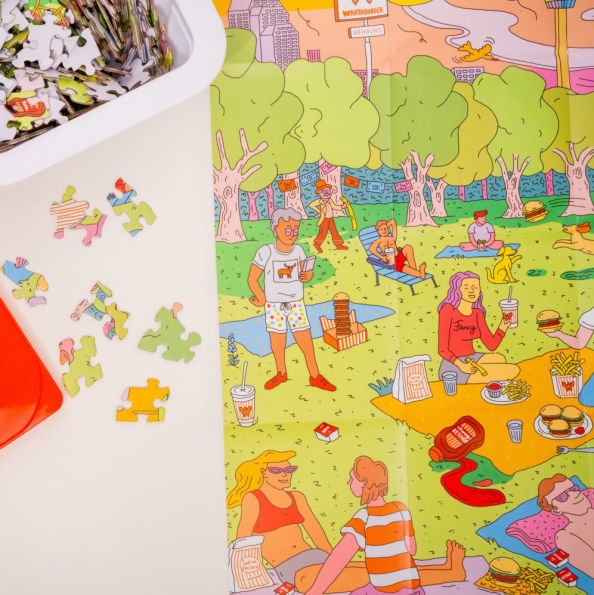Whataburger Fancy Ketchup Puzzle: 500-Piece Puzzle in a Large Collectible Whataburger Dipping Sauce Container