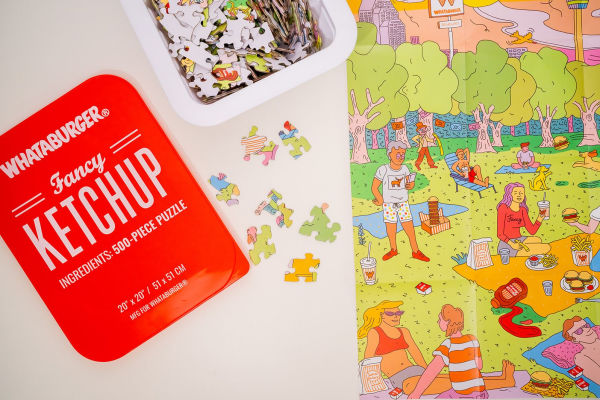 Whataburger Fancy Ketchup Puzzle: 500-Piece Puzzle in a Large Collectible Whataburger Dipping Sauce Container