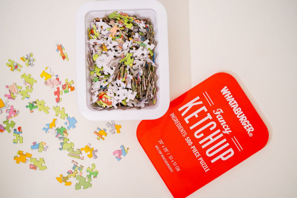 Whataburger Fancy Ketchup Puzzle: 500-Piece Puzzle in a Large Collectible Whataburger Dipping Sauce Container