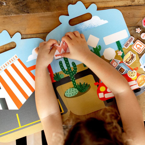 Little Foodies Reusable Sticker Play Set: 30+ Reusable Whataburger Food Stickers and 2 Fold-Out Play & Go Scenes