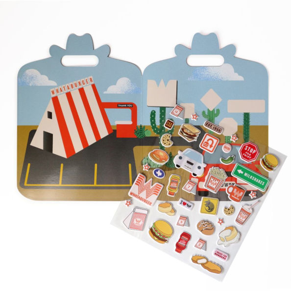 Little Foodies Reusable Sticker Play Set: 30+ Reusable Whataburger Food Stickers and 2 Fold-Out Play & Go Scenes