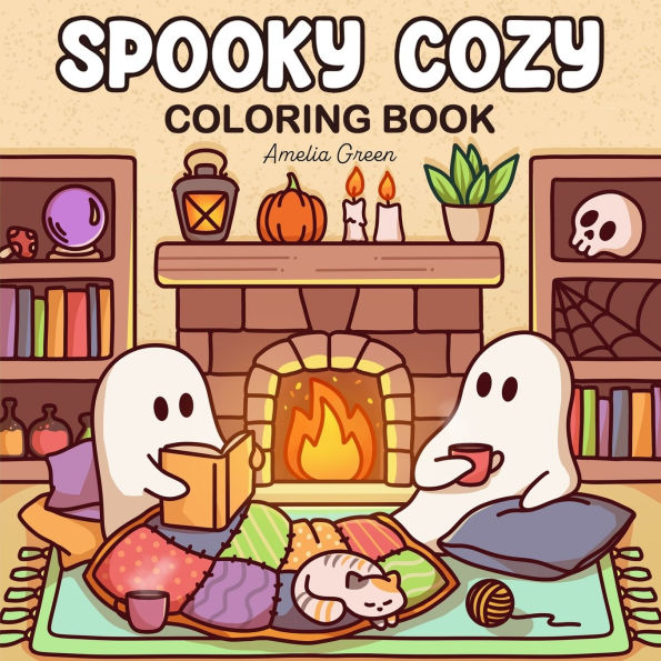 Spooky Cozy: Cute & Simple Coloring Book for Adults and Teens Featuring Adorable Characters, Creepy Creatures and Cozy Hygge Scenes for Relaxation