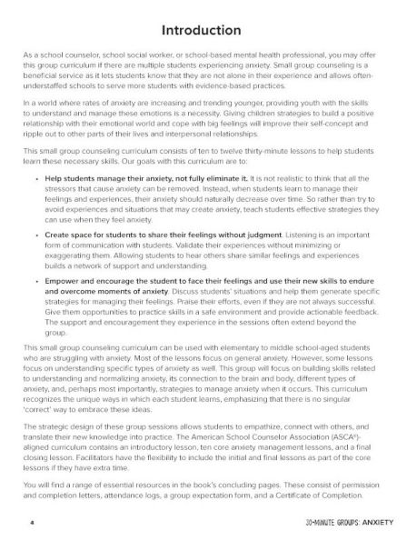 30-Minute Groups: Anxiety Management: Calming the Mind, Challenging Thoughts, and Building Confidence
