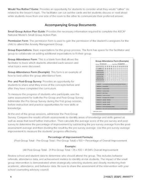 30-Minute Groups: Anxiety Management: Calming the Mind, Challenging Thoughts, and Building Confidence