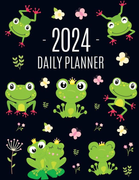 Frog Planner 2024: Funny Amphibian Monthly Agenda January-December Organizer (12 Months) Cute Green Water Animal Scheduler