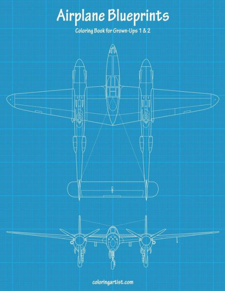 Airplane Blueprints Coloring Book for Grown-Ups 1 & 2