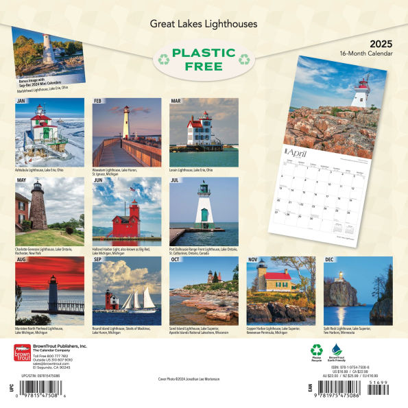 2025 Lighthouses, Great Lakes Square Wrap