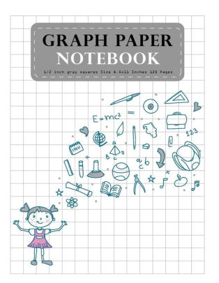 graph paper notebook gray 1 2 inch squares size 8 5x11 inches 120
