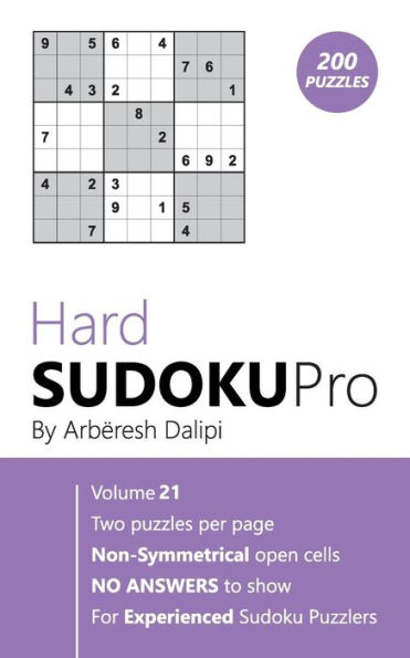 Hard Sudoku Pro: Book for Experienced Puzzlers (200 puzzles) Vol