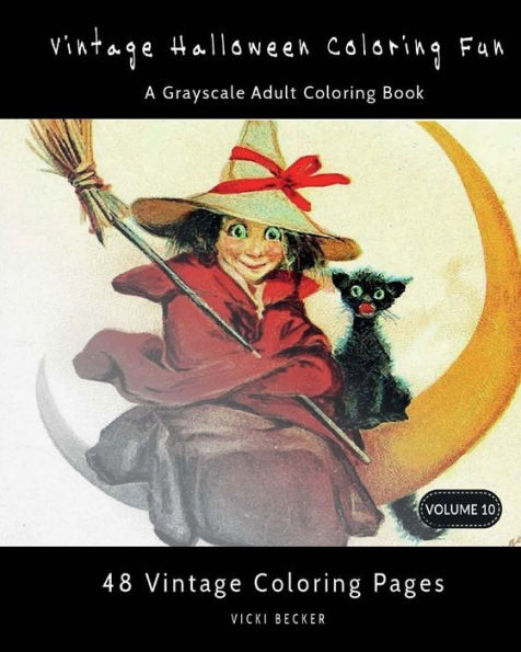 Vintage Halloween Coloring Fun: A Grayscale Adult Coloring Book