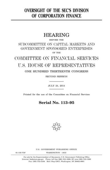 Oversight of the SEC's Division of Corporation Finance