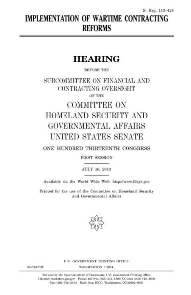Implementation of wartime contracting reforms
