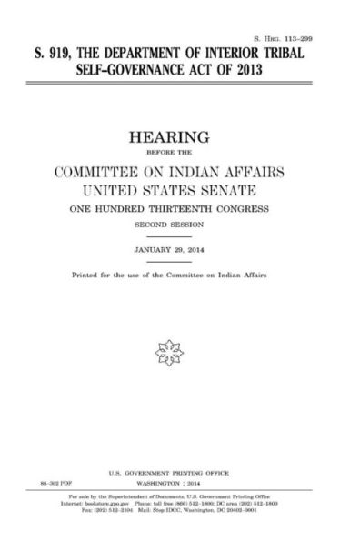 S. 919, the Department of Interior Tribal Self-Governance Act of 2013
