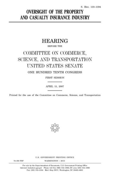 Oversight of the property and casualty insurance industry