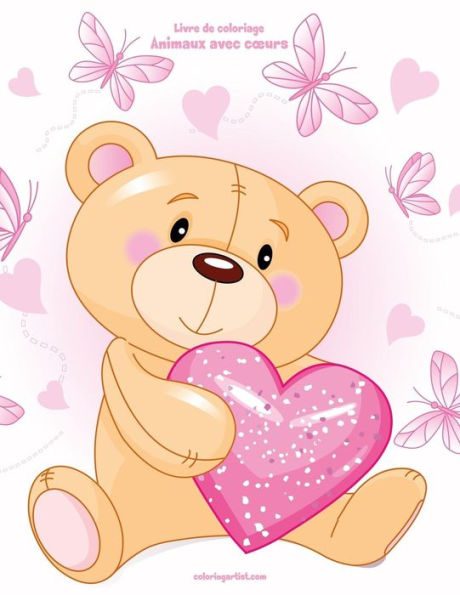 Livre de coloriage Animaux avec coeurs 1