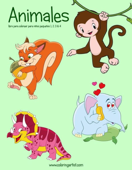 Animales libro para colorear para niños pequeños 1, 2, 3 & 4