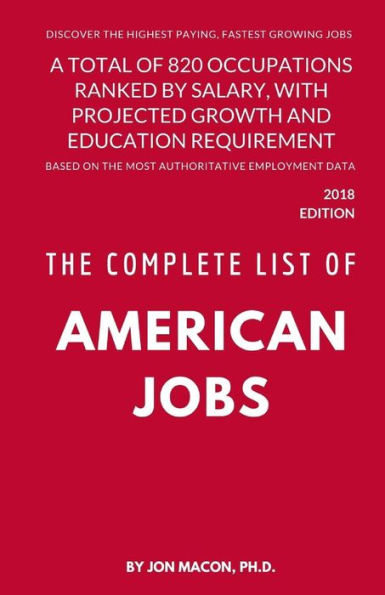 The Complete List of American Jobs: A Total of 820 Occupations Ranked by Salary, With Projected Growth Till 2026 and Education Requirement for Entry Level Positions