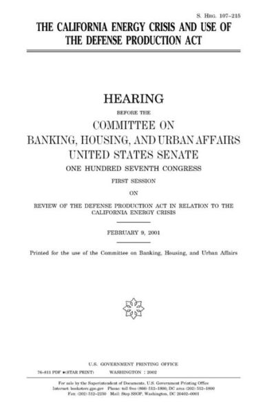 The California energy crisis and use of the Defense Production Act