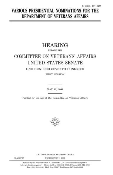 Various presidential nominations for the Department of Veterans Affairs