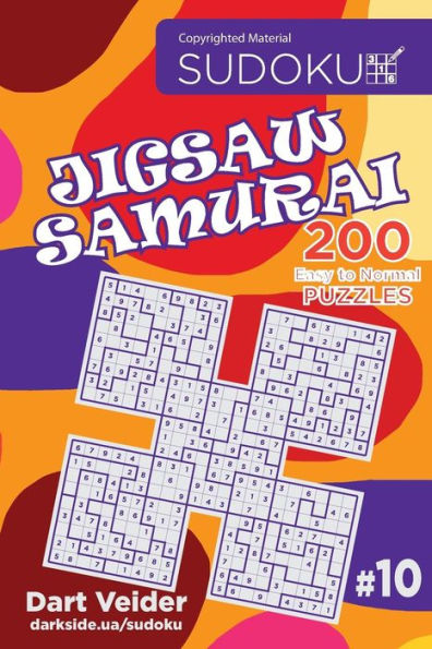 Sudoku Jigsaw Samurai - 200 Easy to Normal Puzzles 9x9 (Volume 10)