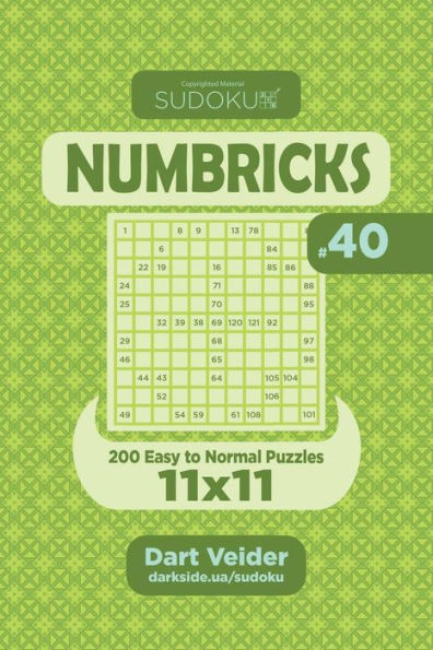 Sudoku Numbricks - 200 Easy to Normal Puzzles 11x11 (Volume 40)