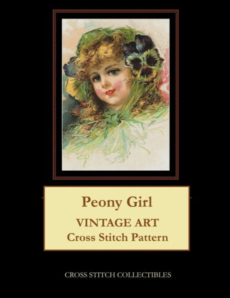 Peony Girl: Vintage Art Cross Stitch Pattern