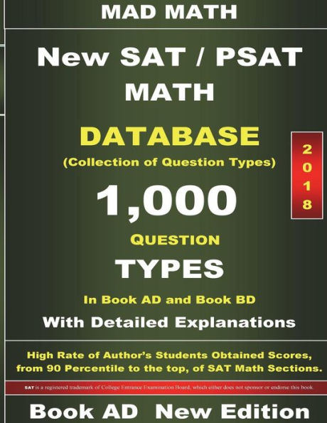 2018 New SAT / PSAT Math Database Book AD: Collection of 1,000 Question Types