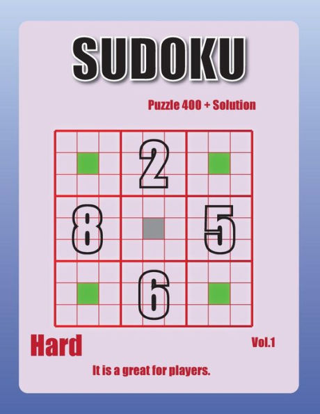 Sudoku-hard Vol.01: 108 pages over 400 challenging puzzels hard sudoku book