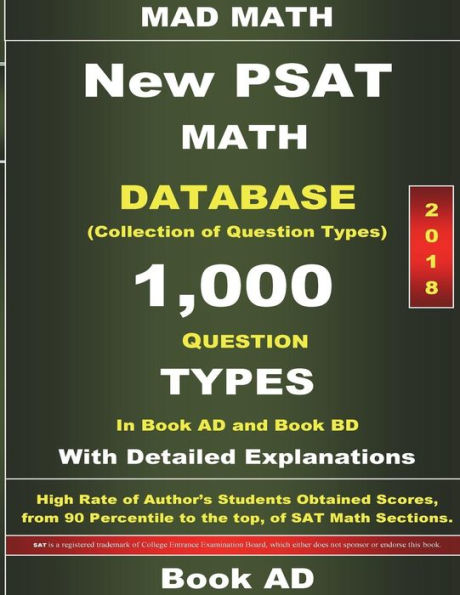 2018 New PSAT Math Database Book AD: Collection of 1,000 Question Types