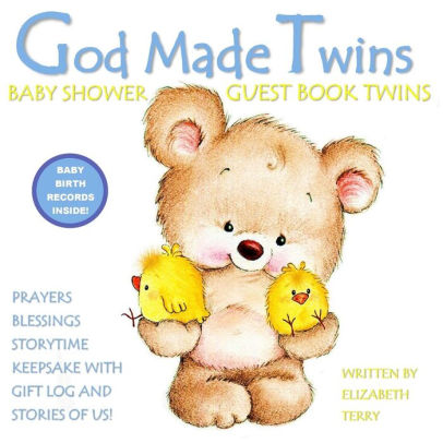 Baby Shower Guest Book Twins God Made Twins Blue Prayers Blessings