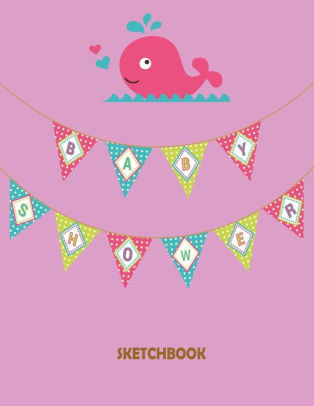 Baby Shower Sketchbook Baby Whale On Purple Cover And Blank Pages