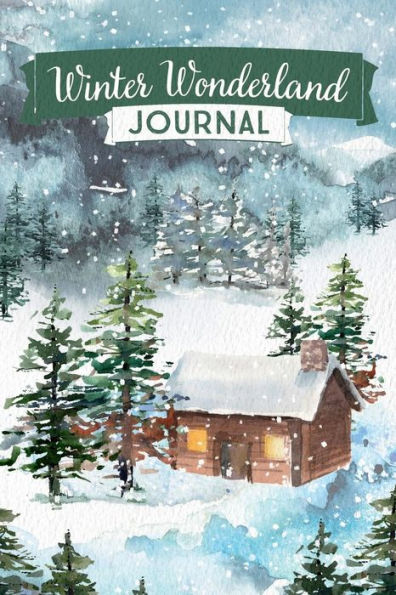 Winter Wonderland Journal: Soft watercolor scene with Log Cabin