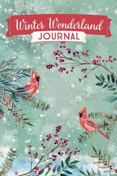 Winter Wonderland Journal: Soft watercolor scene with Cardinials
