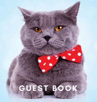 Cat Guest Book for Home, Bed & Bath, Parties - Blue Hard Cover