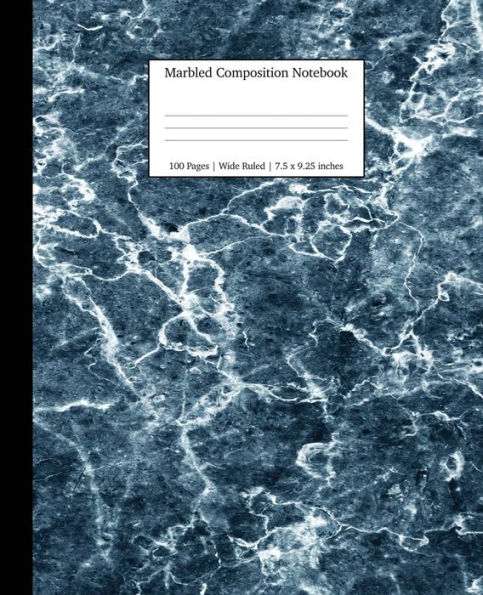 Marbled Composition Notebook: Blue Marble Paper Wide Ruled Notebook/Journal Paper