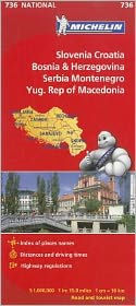 Michelin Slovenia Croatia Bosnia-Herzegovina Yugoslavia Former Yug. of Macedonia Map 736