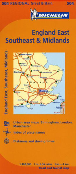 Michelin Map Great Britain: England, Southeast, Midlands and East Anglia Map 504