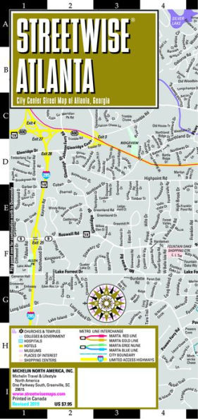 Streetwise Atlanta Map: Laminated City Center Map of Atlanta, Georgia