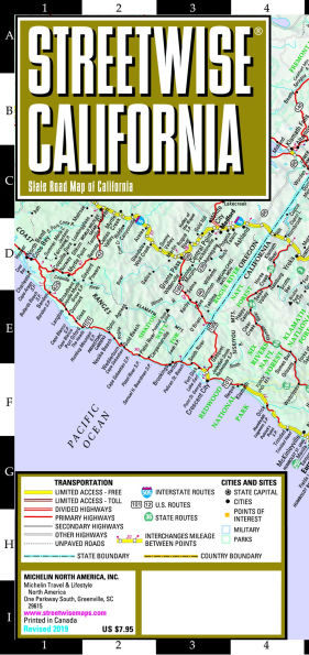 Streetwise California Map: Laminated State Road Map of California