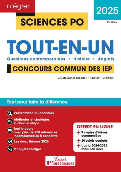 Sciences Po - Concours commun des IEP 2025 - Tout-en-un: Questions contemporaines - Histoire - Anglais - 21 sujets corrigés