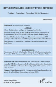 Title: Revue congolaise de droit et des affaires N° 4: Octobre - novembre - décembre 2010, Author: Editions L'Harmattan