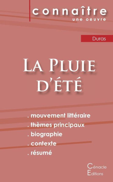 Fiche de lecture La Pluie d'été de Marguerite Duras (Analyse littéraire de référence et résumé complet)