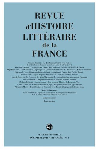 Revue d'Histoire litteraire de la France