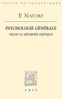 Paul Natorp: Psychologie generale selon la methode critique