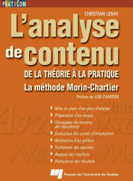 Title: L'analyse de contenu: De la théorie à la pratique - La méthode Morin-Chartier, Author: Christian Leray